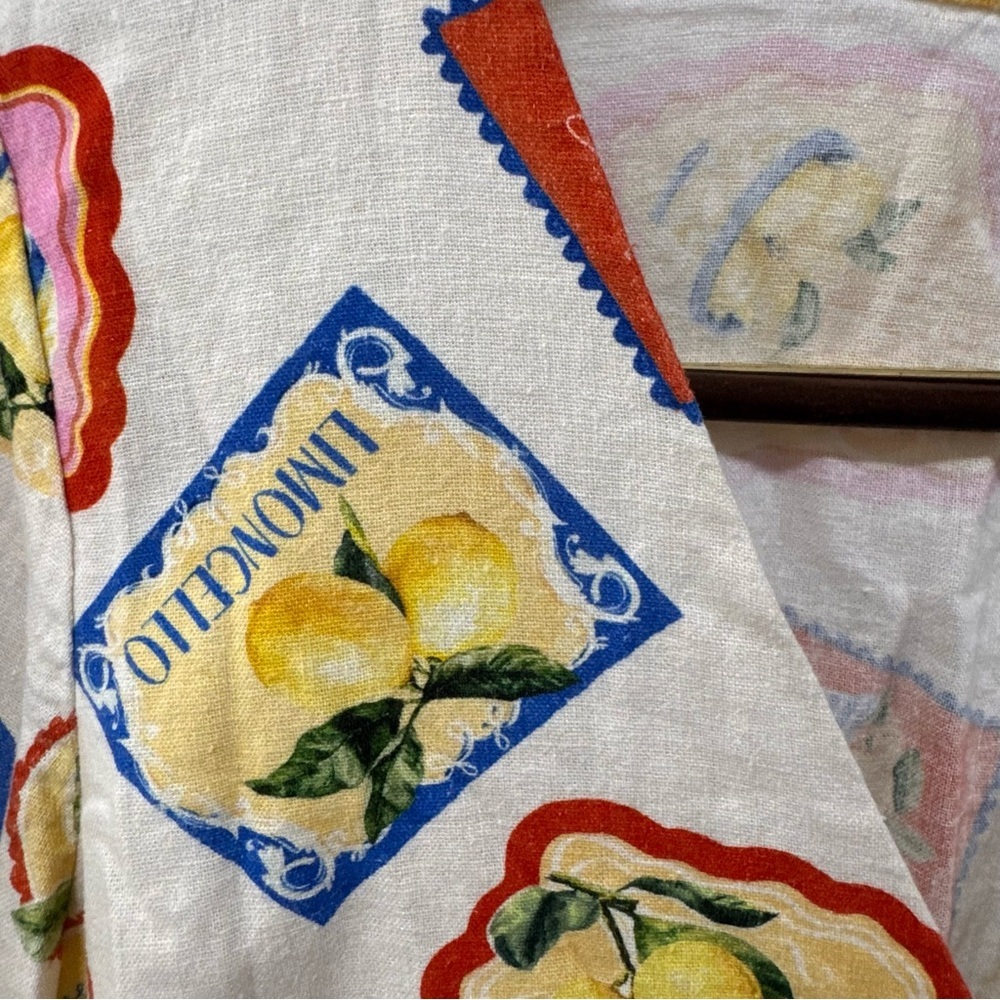 JOIE Women's Lemon Print Linen Blend Tie Front Button Top size M - Picture 5 of 9